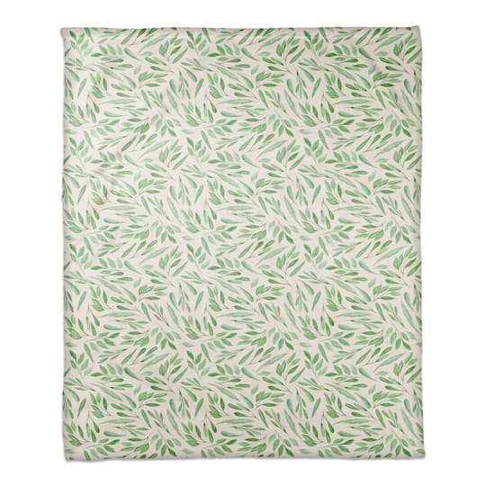 Michaels, Green Leaf Pattern Fleece Blanket – Category: Pillows, Throws, Table Linens, & Runners